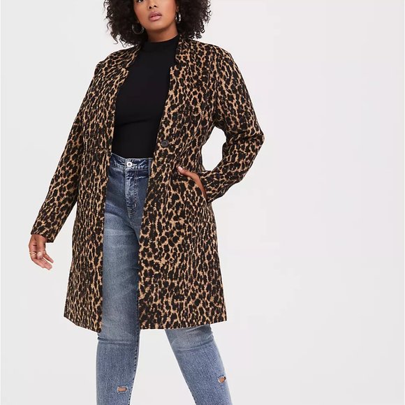 torrid Jackets & Blazers - Torrid 5X Coat Car Jacket Leopard Winter Warm Wool Blend Midi Long Plus NWT